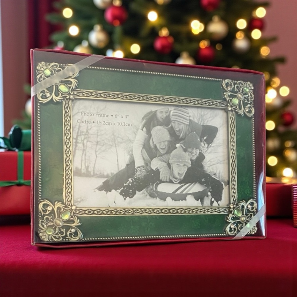 Michaels Green and Pewter Ornate Photo Frame Christmas Holidays NIB